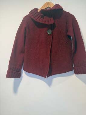 Rivamonti Cardigan Chunky Knit Cardigan Sweater w Collar Red S/M JL